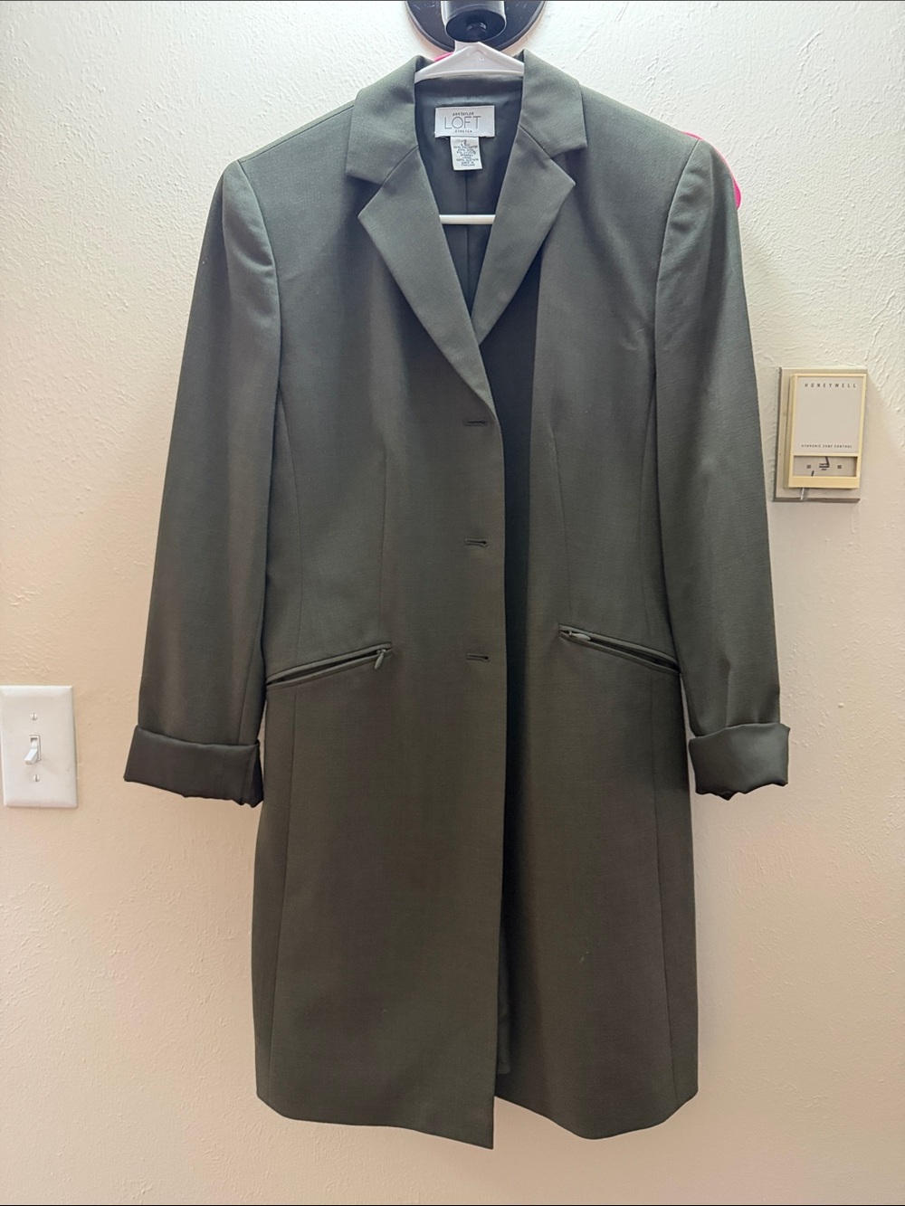 LOFT Olive Green Long Blazer Coat
